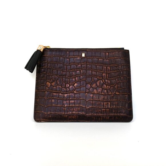 Isabella Tassel Pouch Natural Croc Luana Italy NWT - Picture 1 of 6